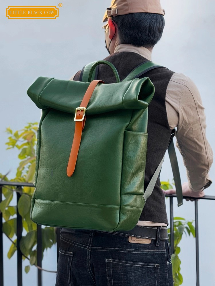 Large Capacity Mens Genuine Le - Leather Backpack Vintage review and price