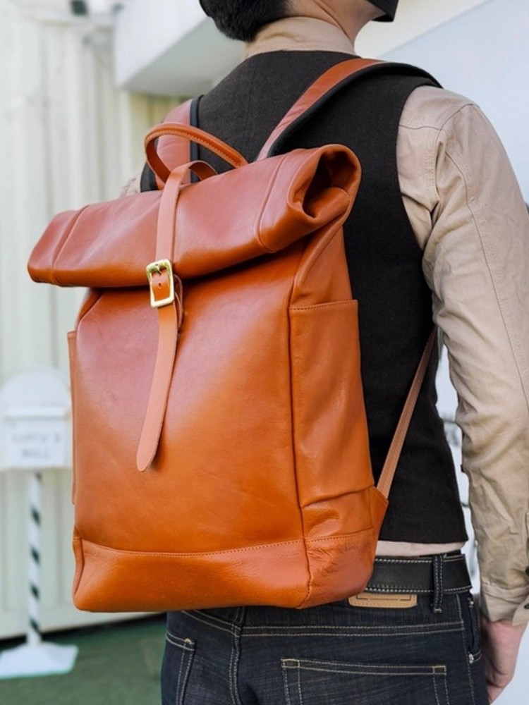 Large Capacity Mens Genuine Le - Leather Backpack Vintage review and price