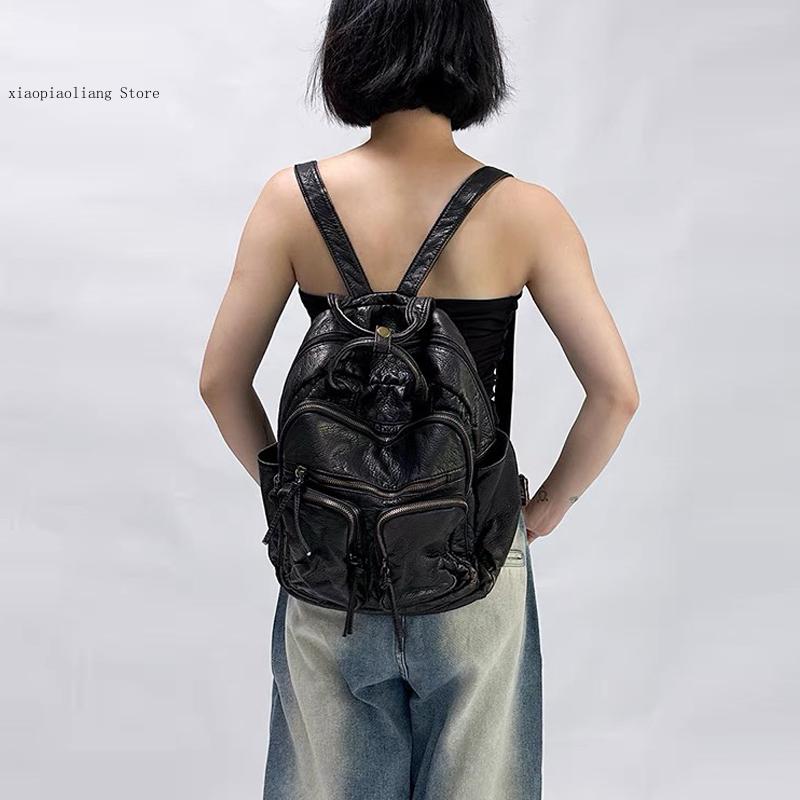 Luxury Soft Washed Pu Leather  - Leather Backpack Vintage review and price
