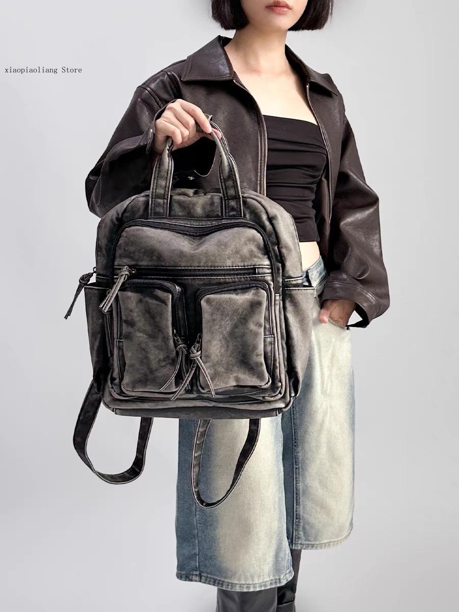 Luxury Soft Washed Pu Leather  - Leather Backpack Vintage review and price
