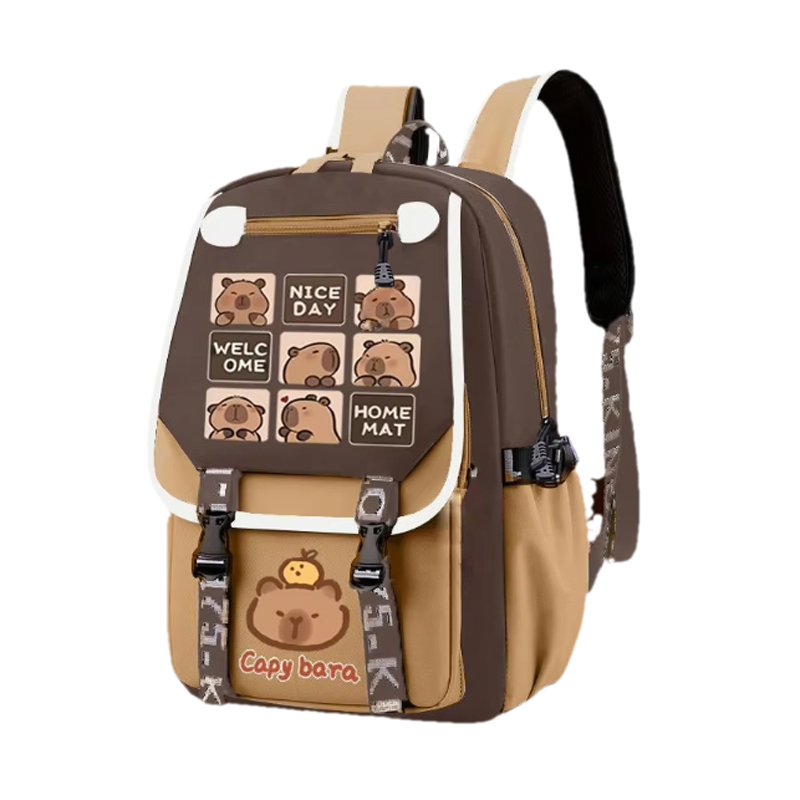 Kawaii Capybara Stylish Khaki  - School Backpack Teen review and price