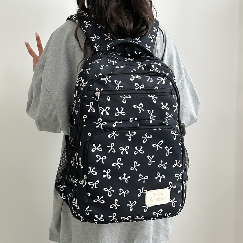 3Pcs Cute Bow Print Backpack w - Sling Backpack Shoulder review and price