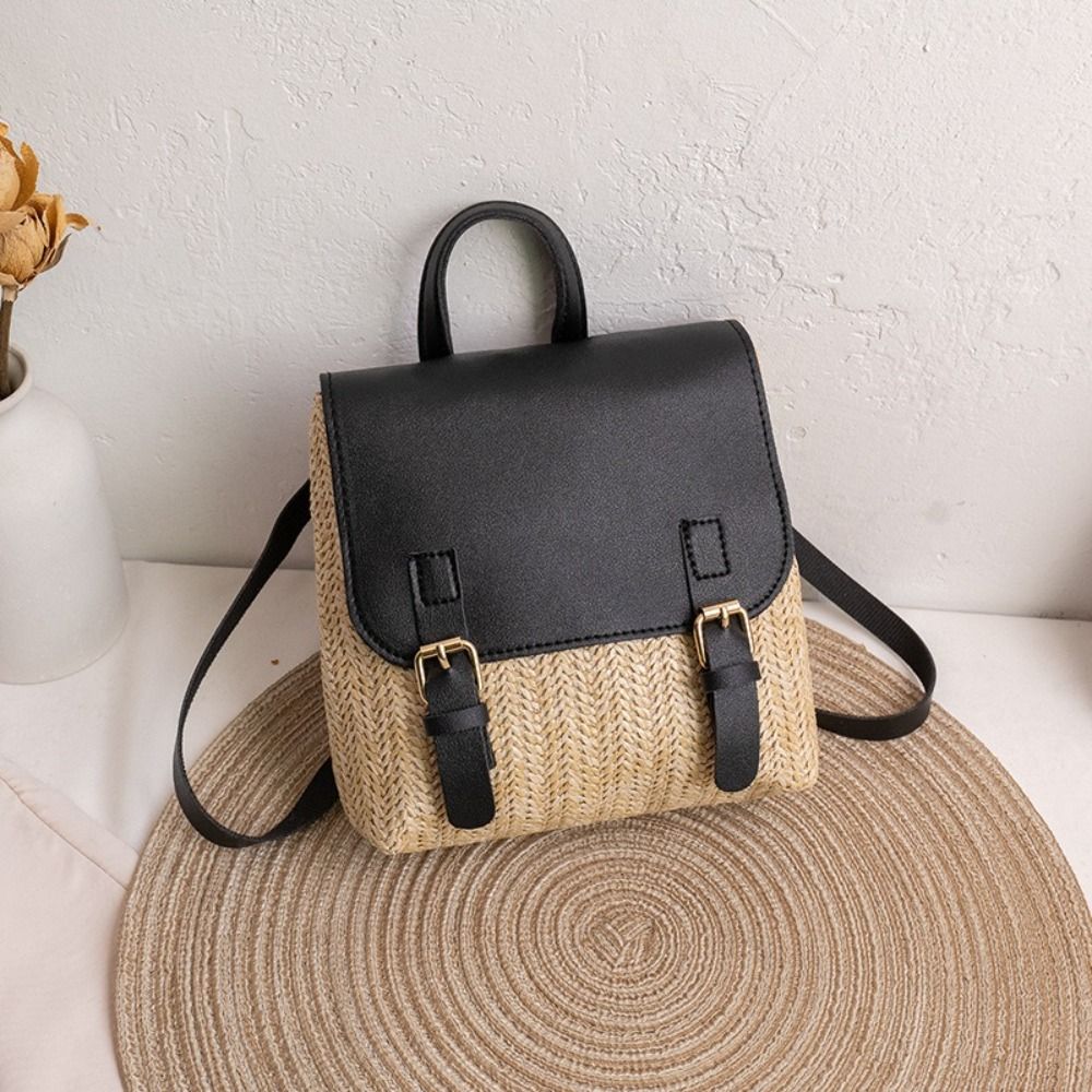 Versatile Bag PU Leather Straw - Leather Backpack Vintage review and price