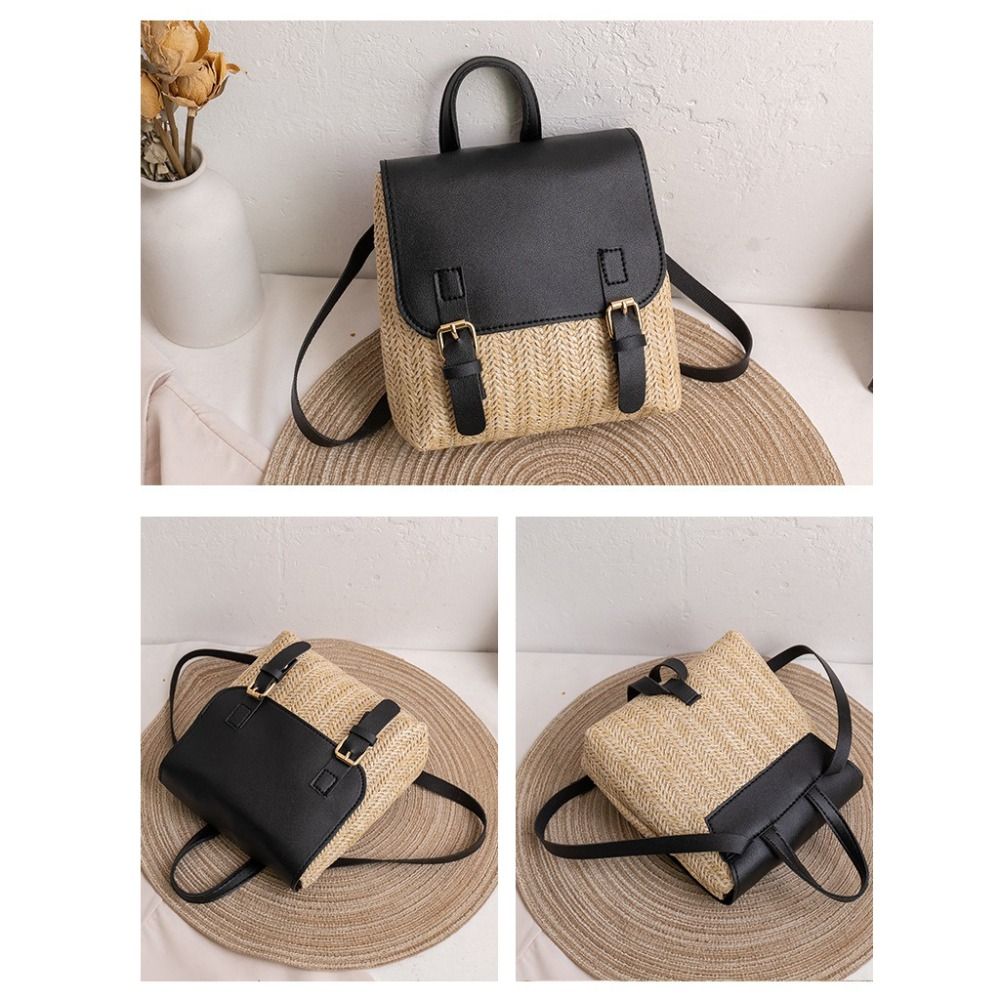 Versatile Bag PU Leather Straw - Leather Backpack Vintage review and price