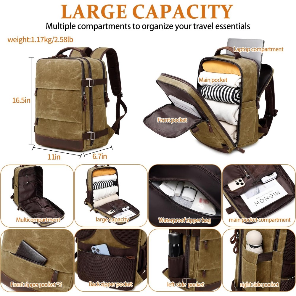 Travel Backpack for Men - Carr - Canvas Backpack Casual review and price