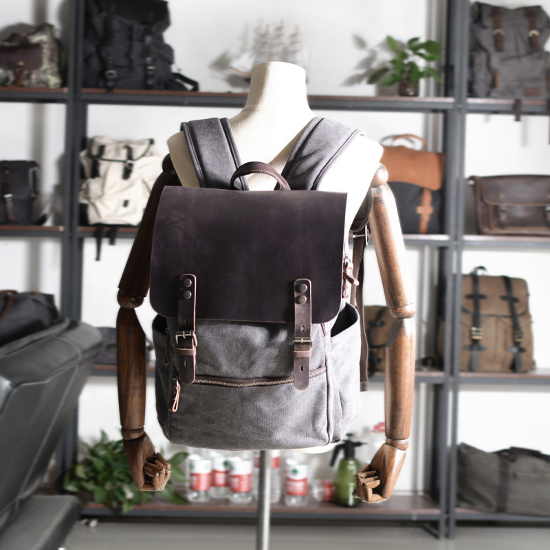 Retro men's backpack, double s - Canvas Backpack Casual review and price
