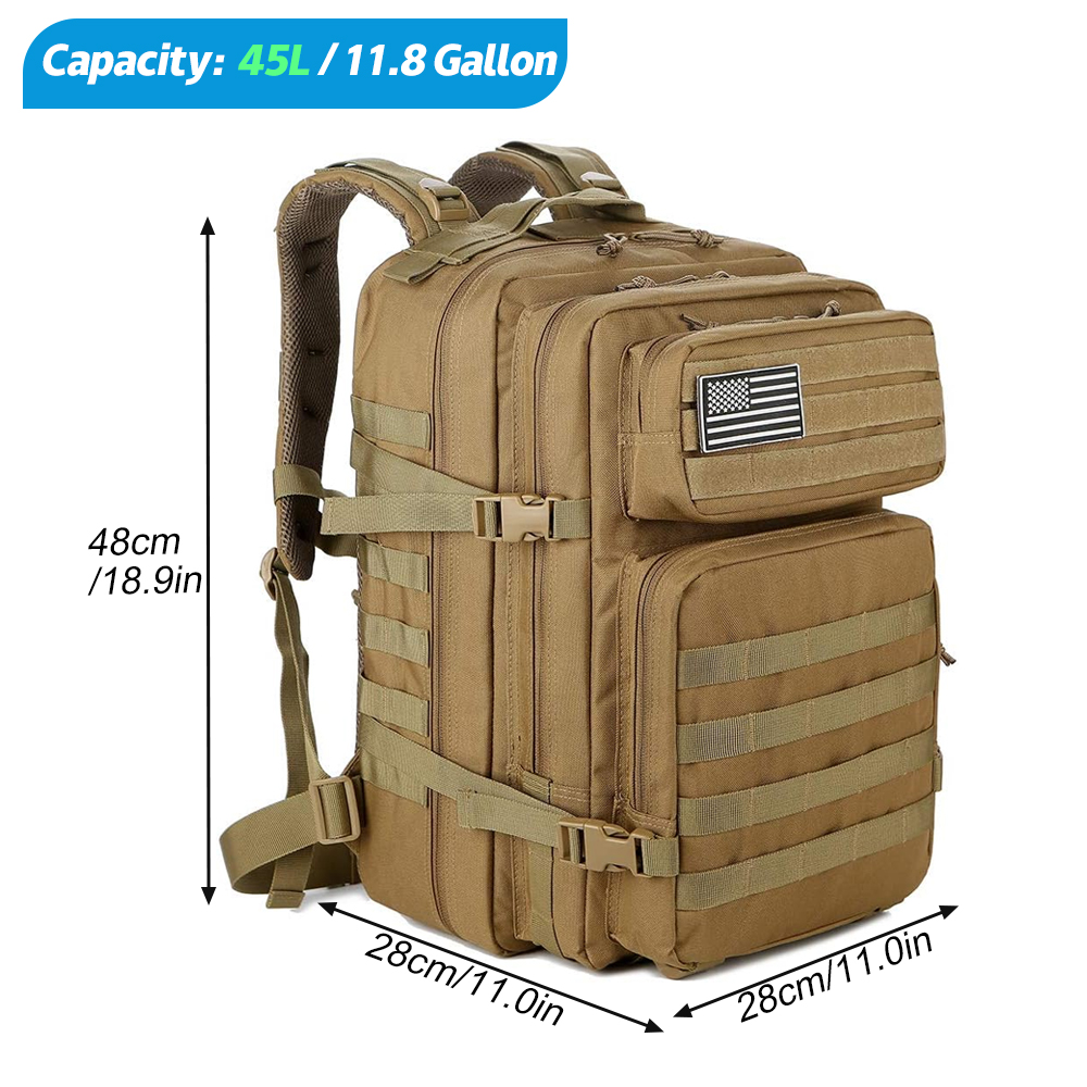 45L Tactical Backpack For Men  - Rucksack Military Style review and price